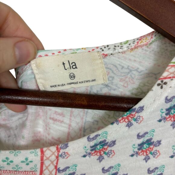 Anthropologie T. la Print Patchwork Short Sleeve Tee Shirt Women's XS - Picture 3 of 4